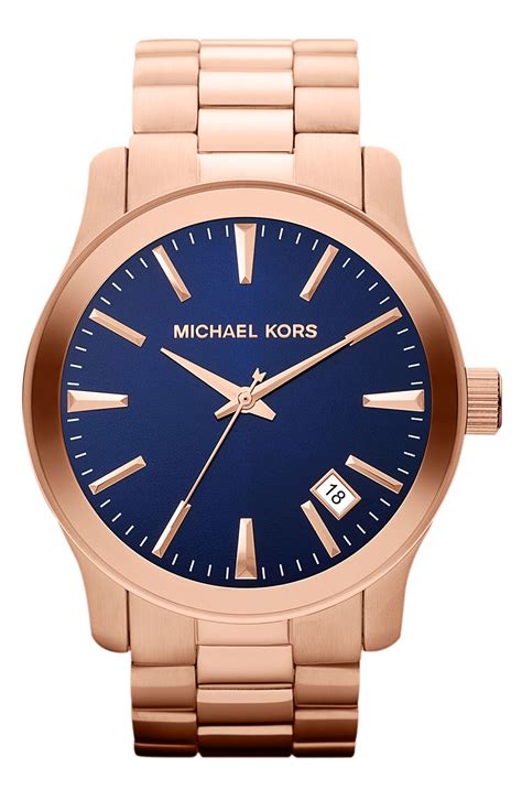 michael kors black watch blue face|Michael Kors runway watch.